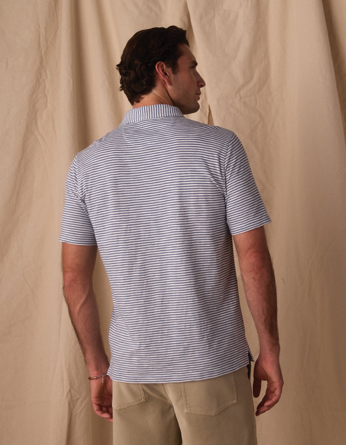 Vintage Slub Pocket Polo in Blue Stripe