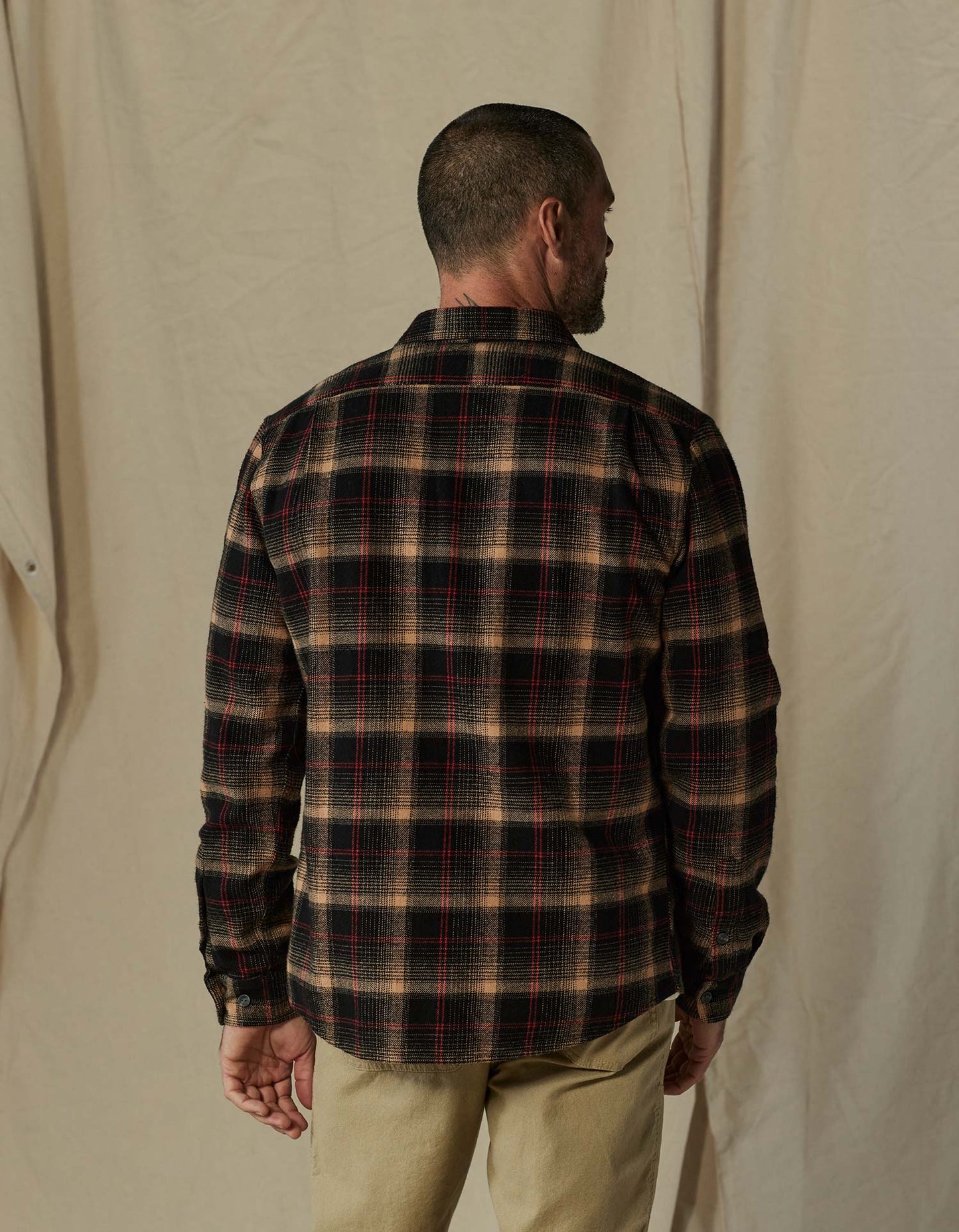 Louis Heavyweight Flannel Overshirt in Black Plaid