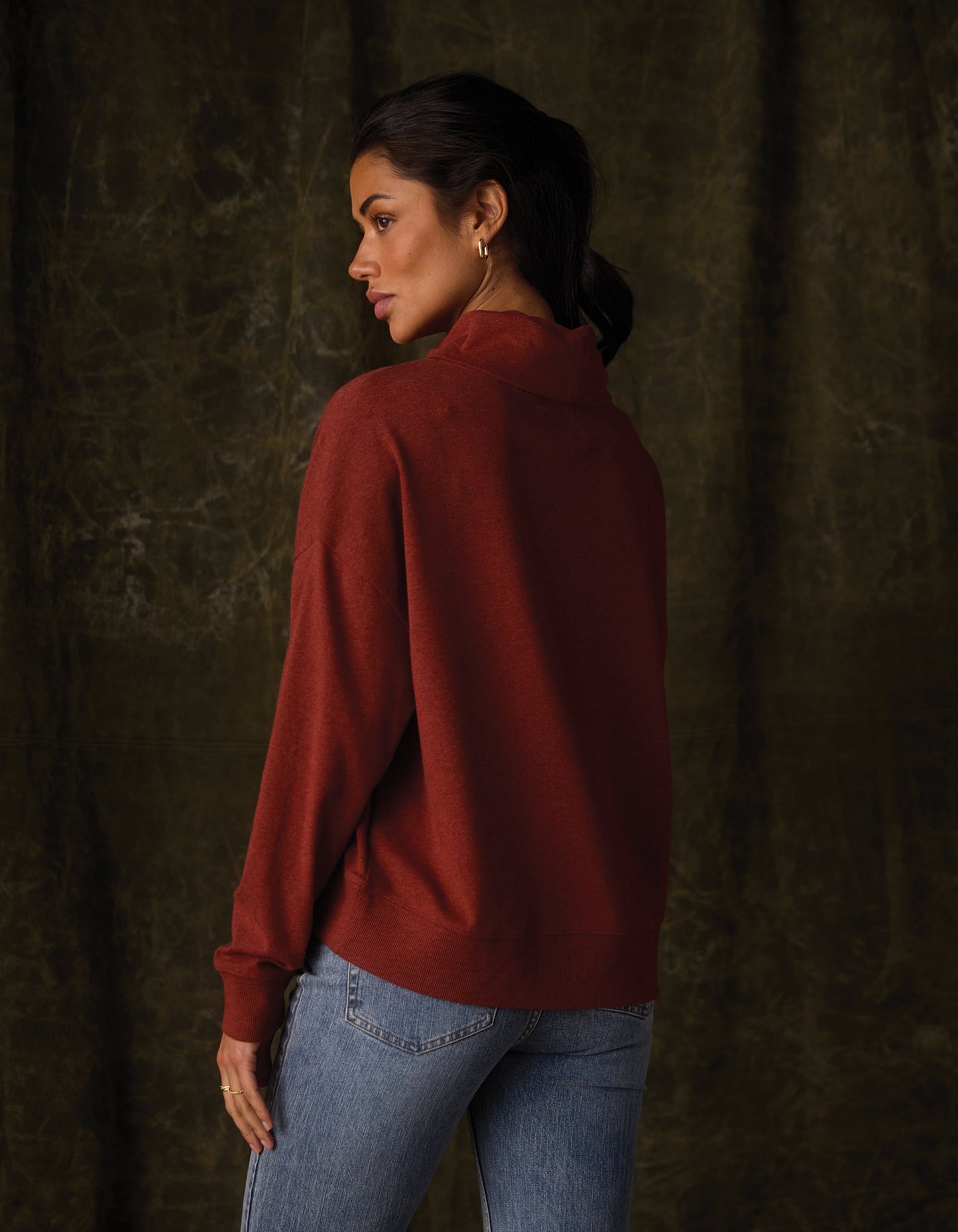 Puremeso Funnel Neck Pullover in Terracotta