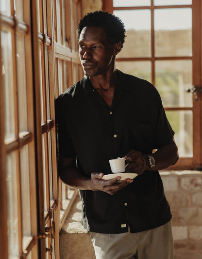 Sueded Costa Resort Shirt in Black