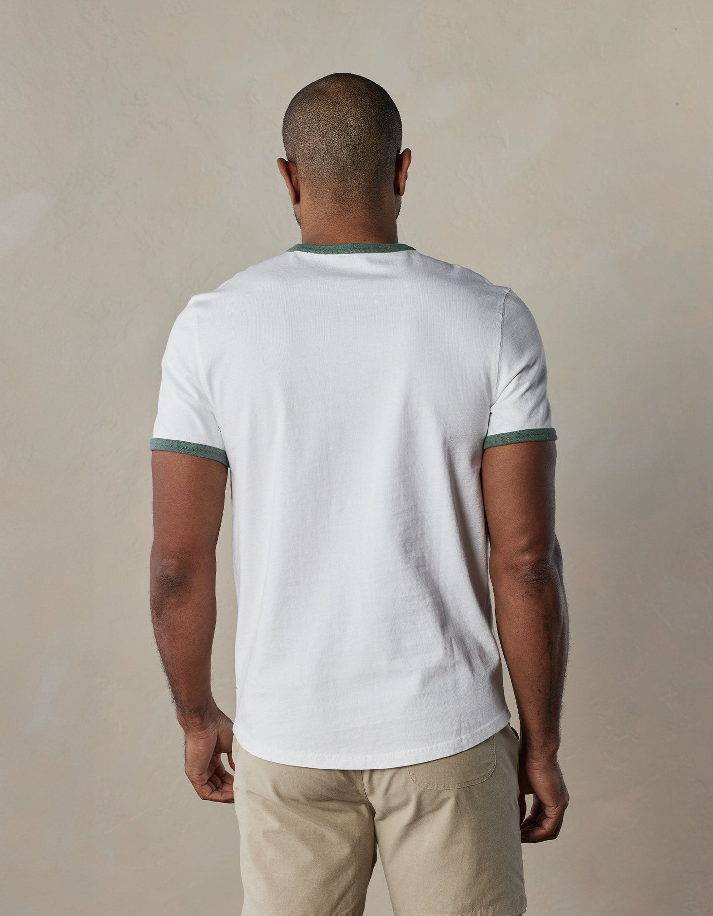 Lennox Jersey Ringer Tee in White/Pine