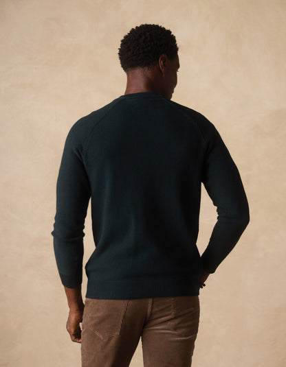 COOLMAX® Textured Crewneck Sweater in Varsity Green