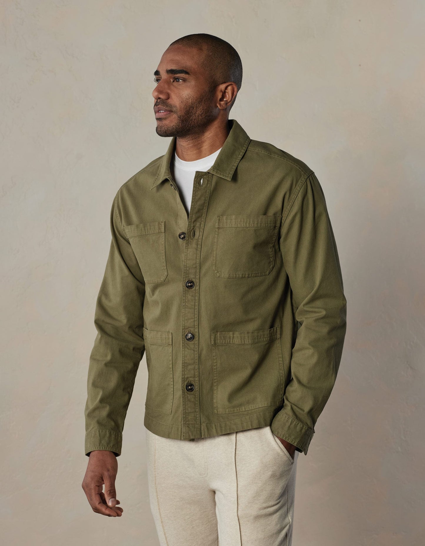 James Canvas Overshirt in Pine Needle