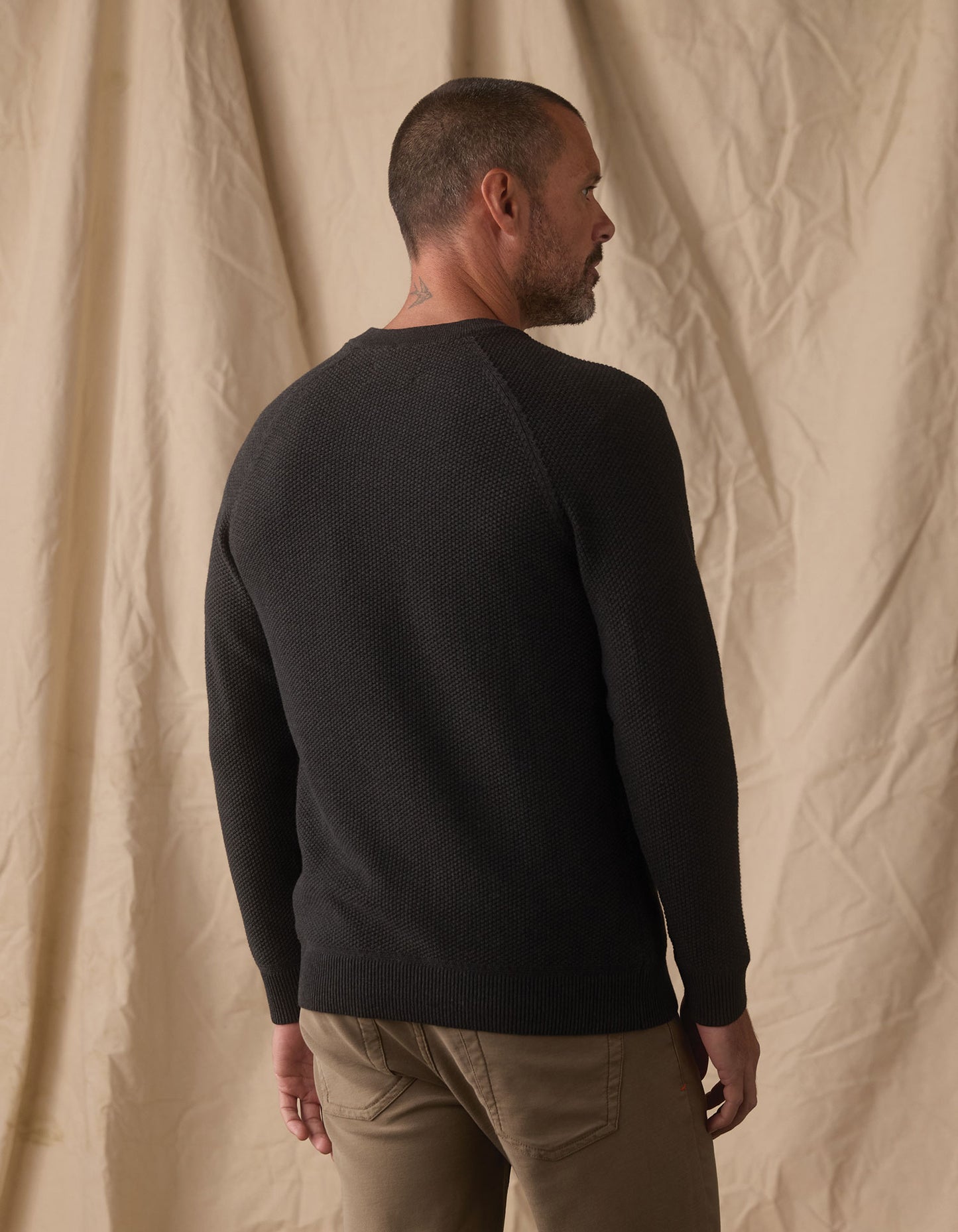COOLMAX® Textured Sweater Henley in Charcoal