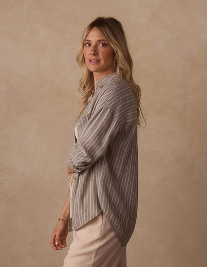 Freshwater Overshirt in Moss Stripe