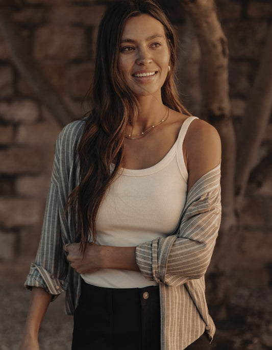 Normal Rib Tank in Ecru