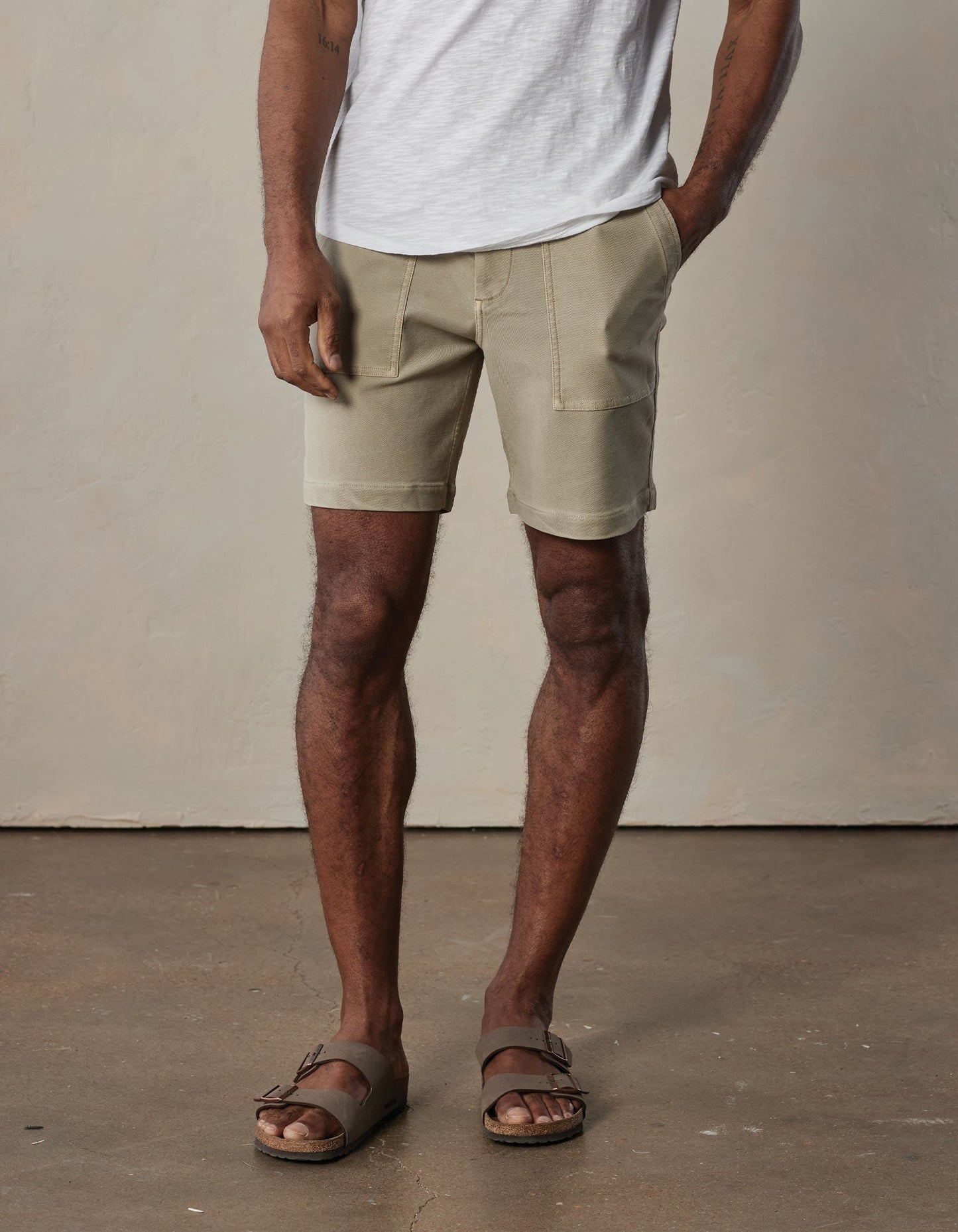 Comfort Terry Utility Short in Taupe