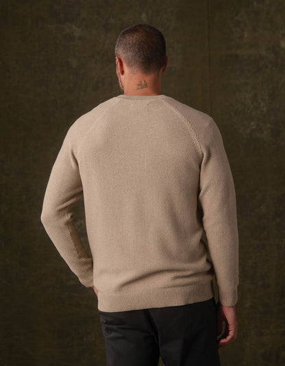 COOLMAX® Textured Sweater Henley in Flax