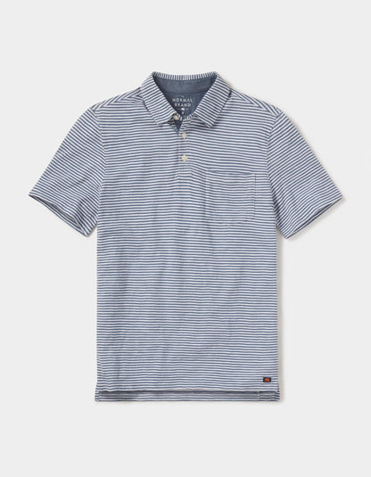 Vintage Slub Pocket Polo in Blue Stripe