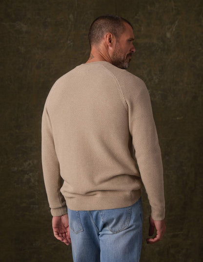 COOLMAX® Textured Crewneck Sweater in Flax