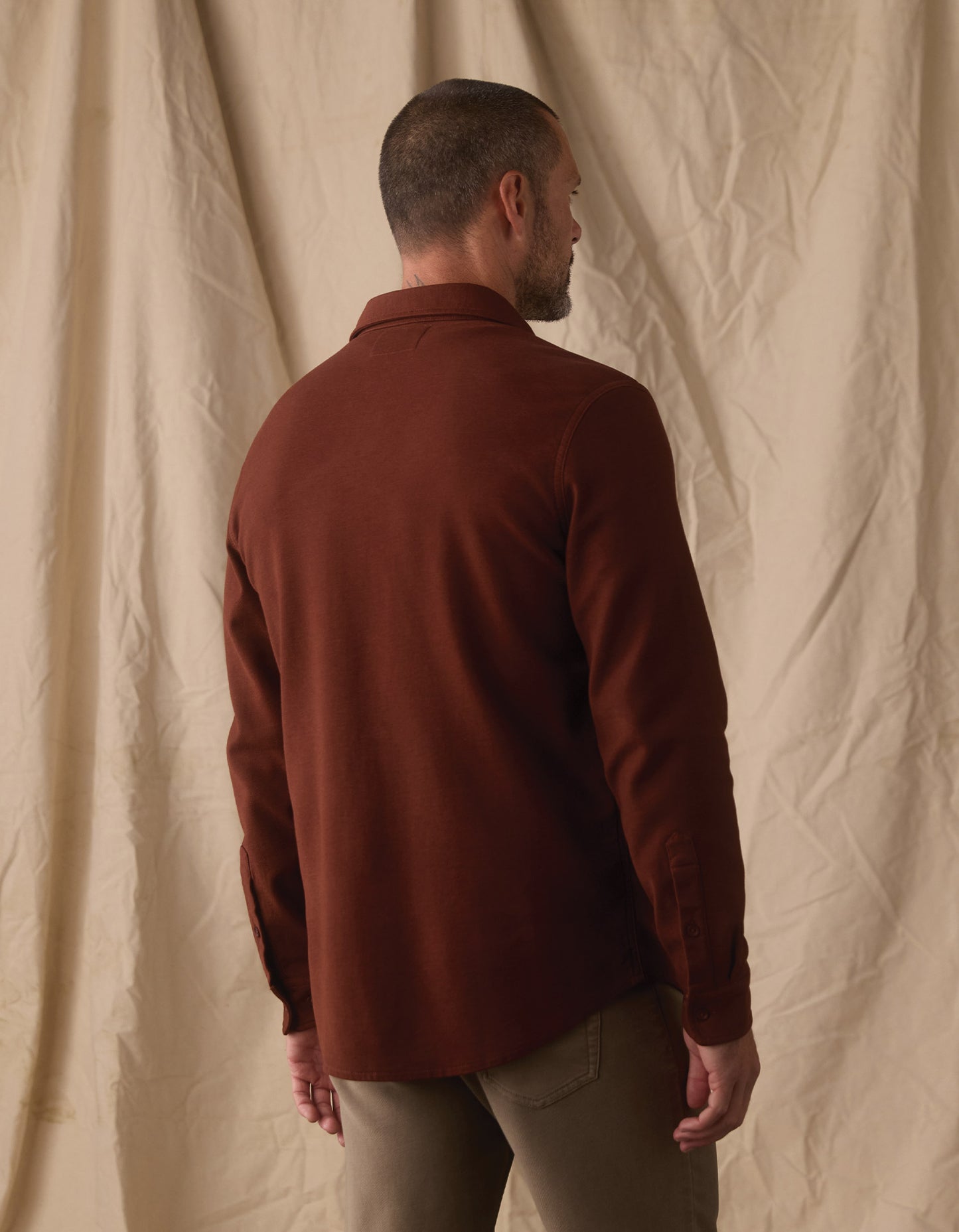 Comfort Terry Shirt Jacket in Spiced Brandy