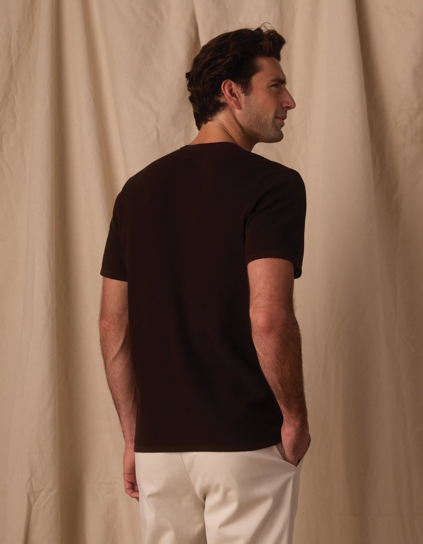 Driftknit Sweater Tee in Dark Brown