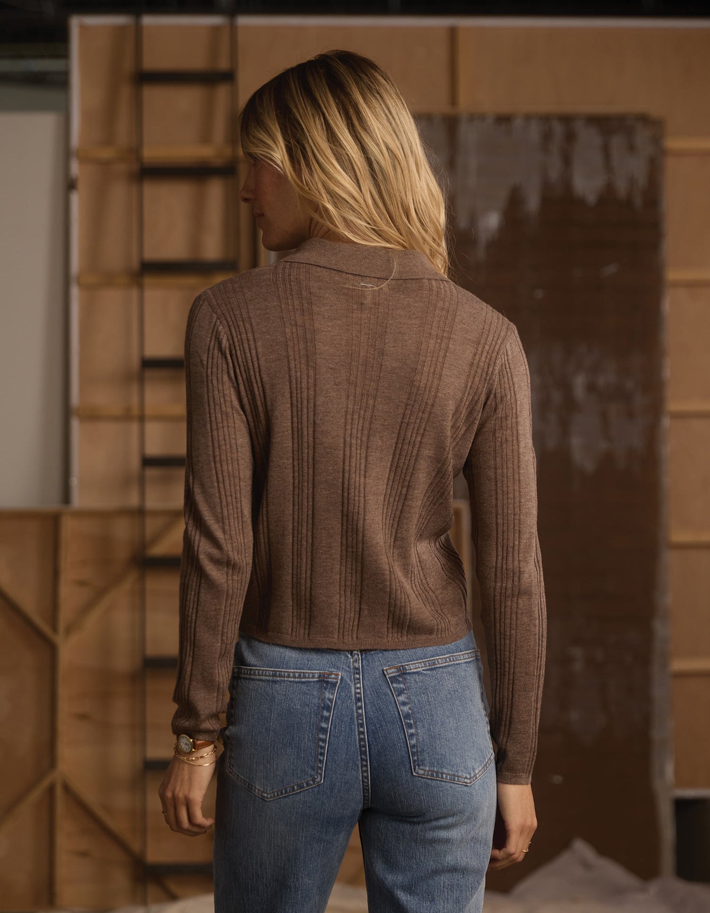 Ravello Knit Button Up in Teak