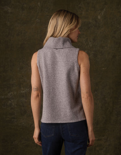 Arvada Hi-Neck Sweater Tank in Heather Grey