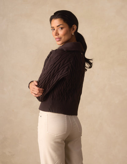 Lola Everyday Quarter Zip in Brown