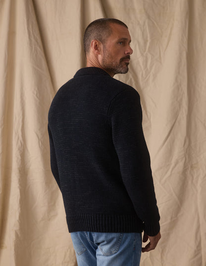 Pub Sweater Jacket in Navy / Grey Nep