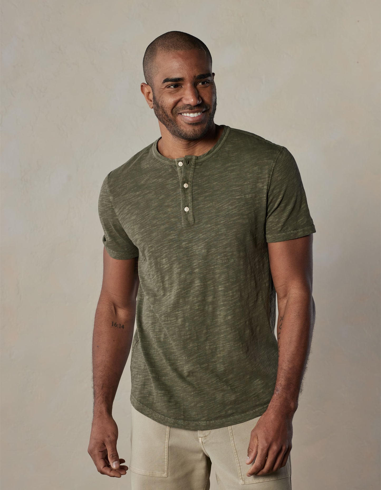 Legacy Jersey Henley in Dusty Olive