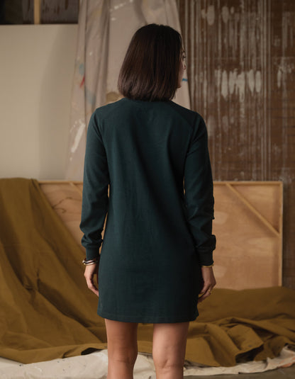 Puremeso Mockneck Everyday Dress in Emerald