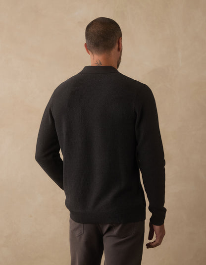 COOLMAX® Textured Sweater Polo in Charcoal