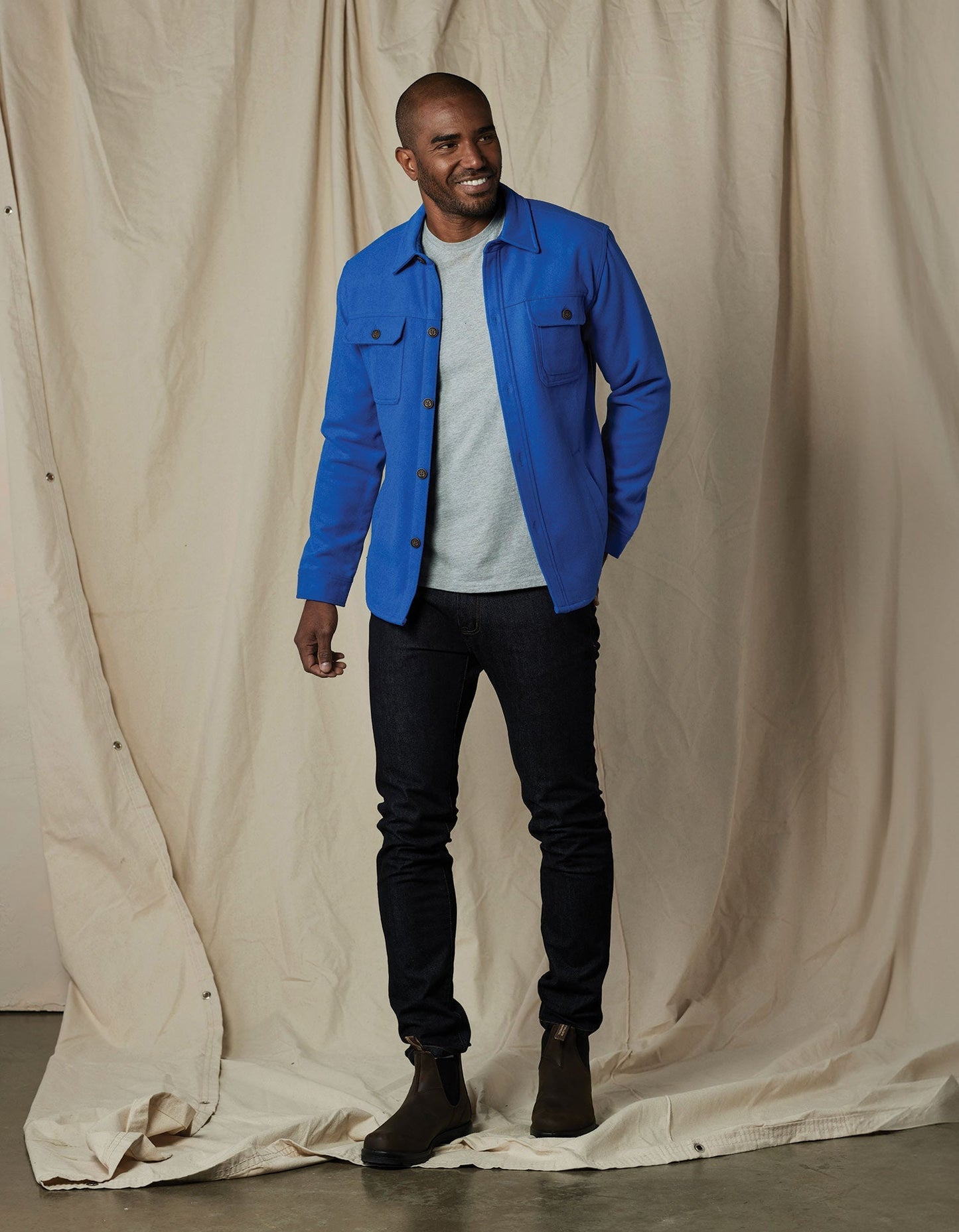 Brightside Flannel Lined Workwear Jacket in Cobalt