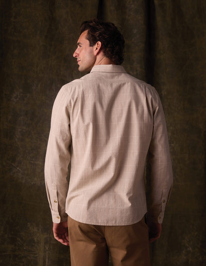 Nikko Classic Button Up in Tan Plaid