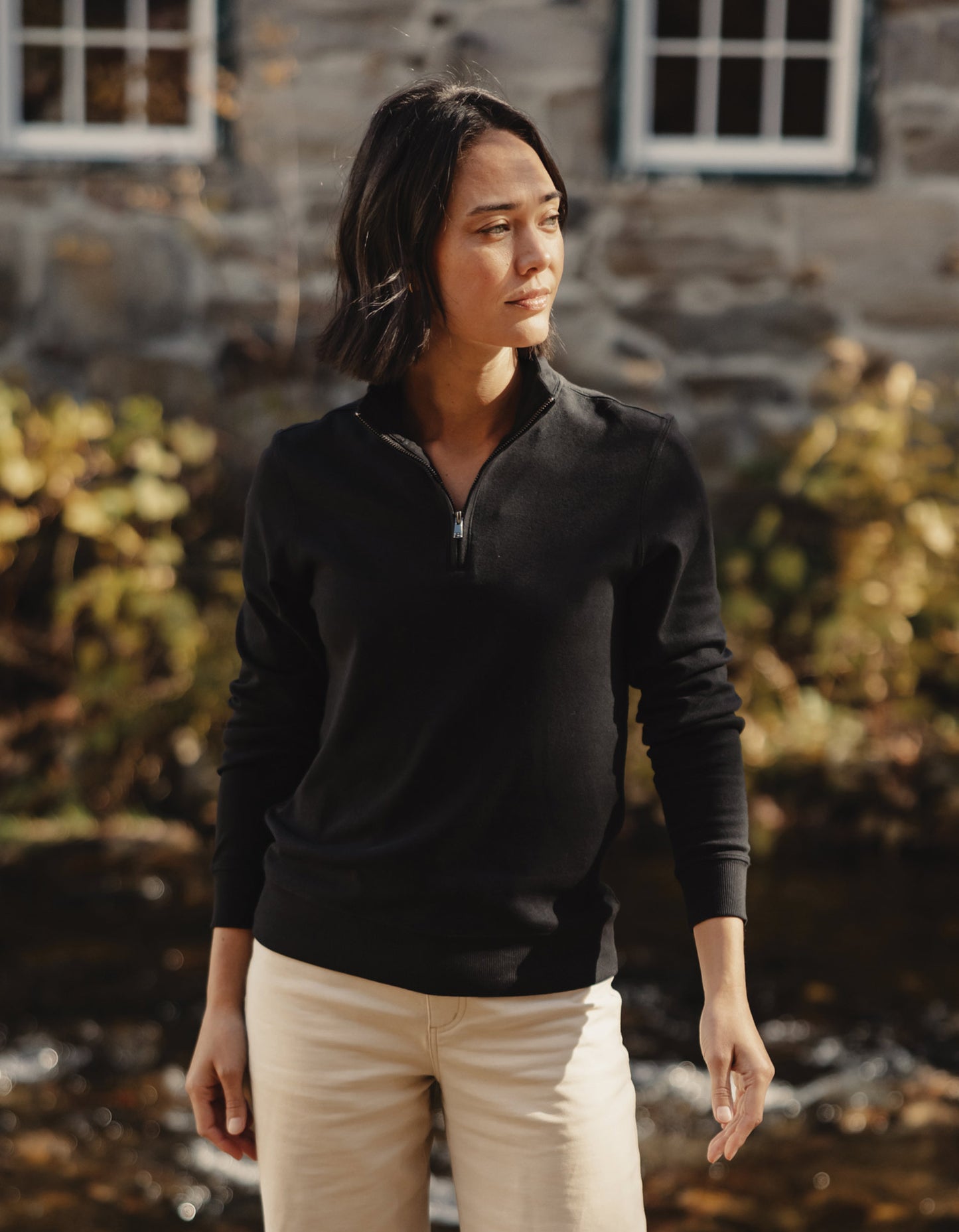 Puremeso Weekend Companion Quarter Zip in Black