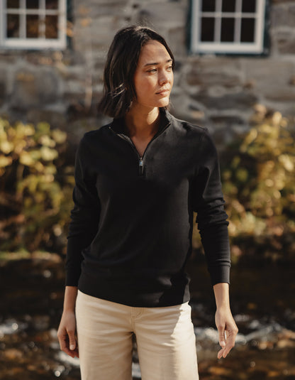 Puremeso Weekend Companion Quarter Zip in Black