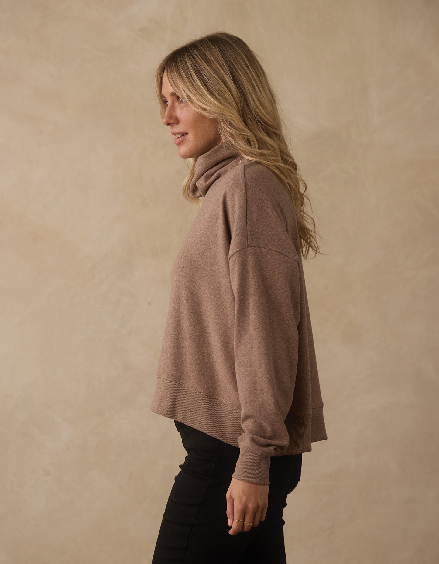 Puremeso Funnel Neck Pullover in Taupe