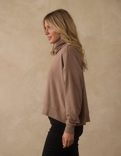 Puremeso Funnel Neck Pullover in Taupe