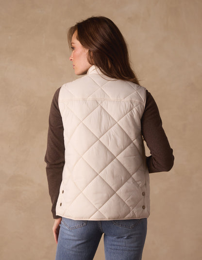 Quilted Liner Vest in Ecru/Dark Taupe