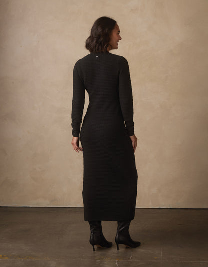 Olivia Pointelle Sweater Dress in Black