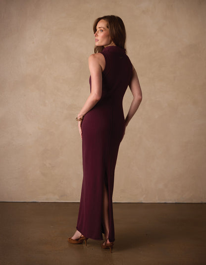 Eloise Column Dress in Port Wine