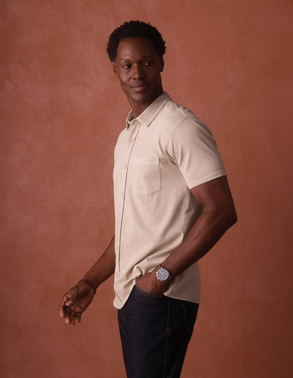 Normal Jersey Button Up in Pumice