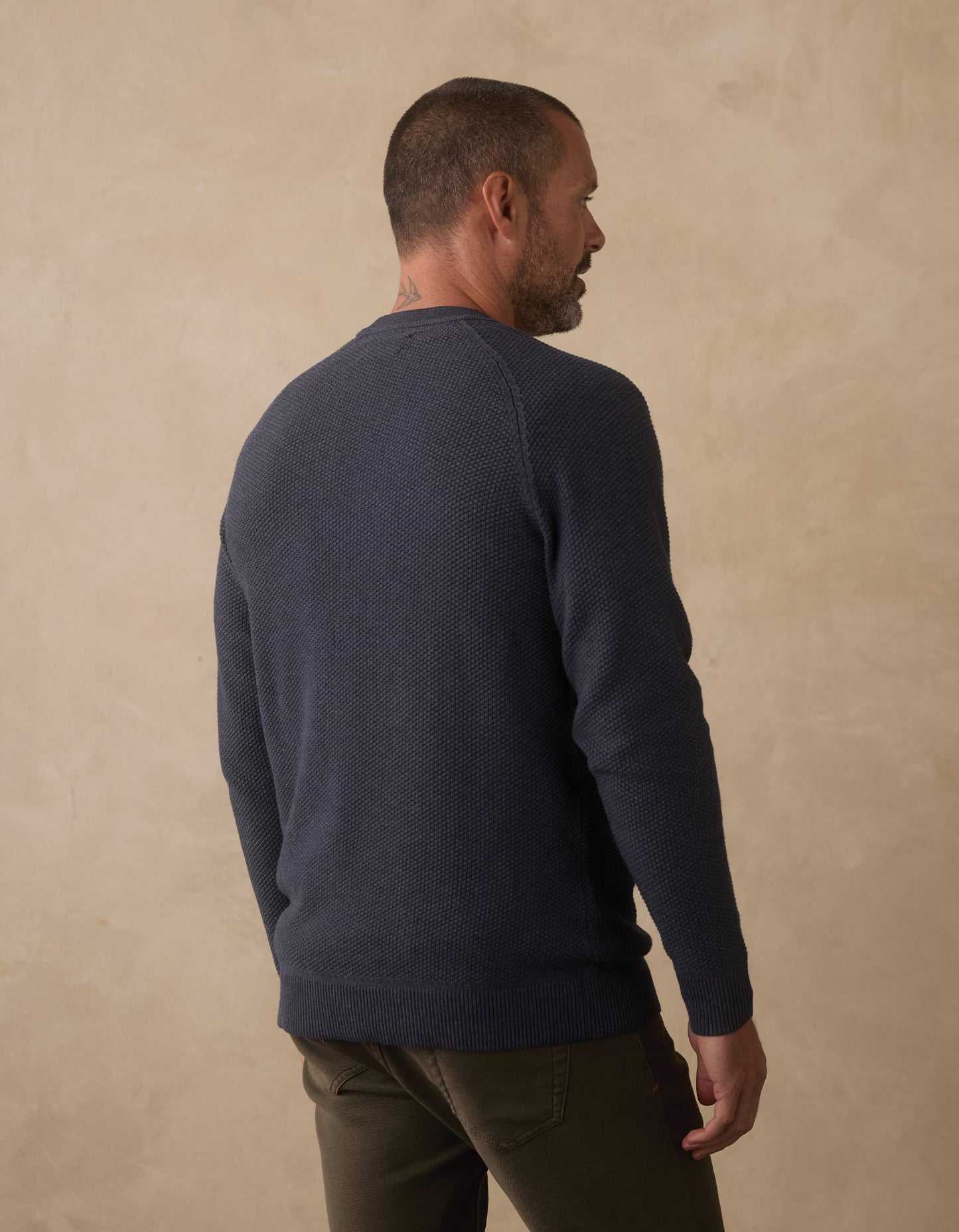 COOLMAX® Textured Crewneck Sweater in Waterloo