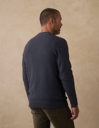 COOLMAX® Textured Crewneck Sweater in Waterloo