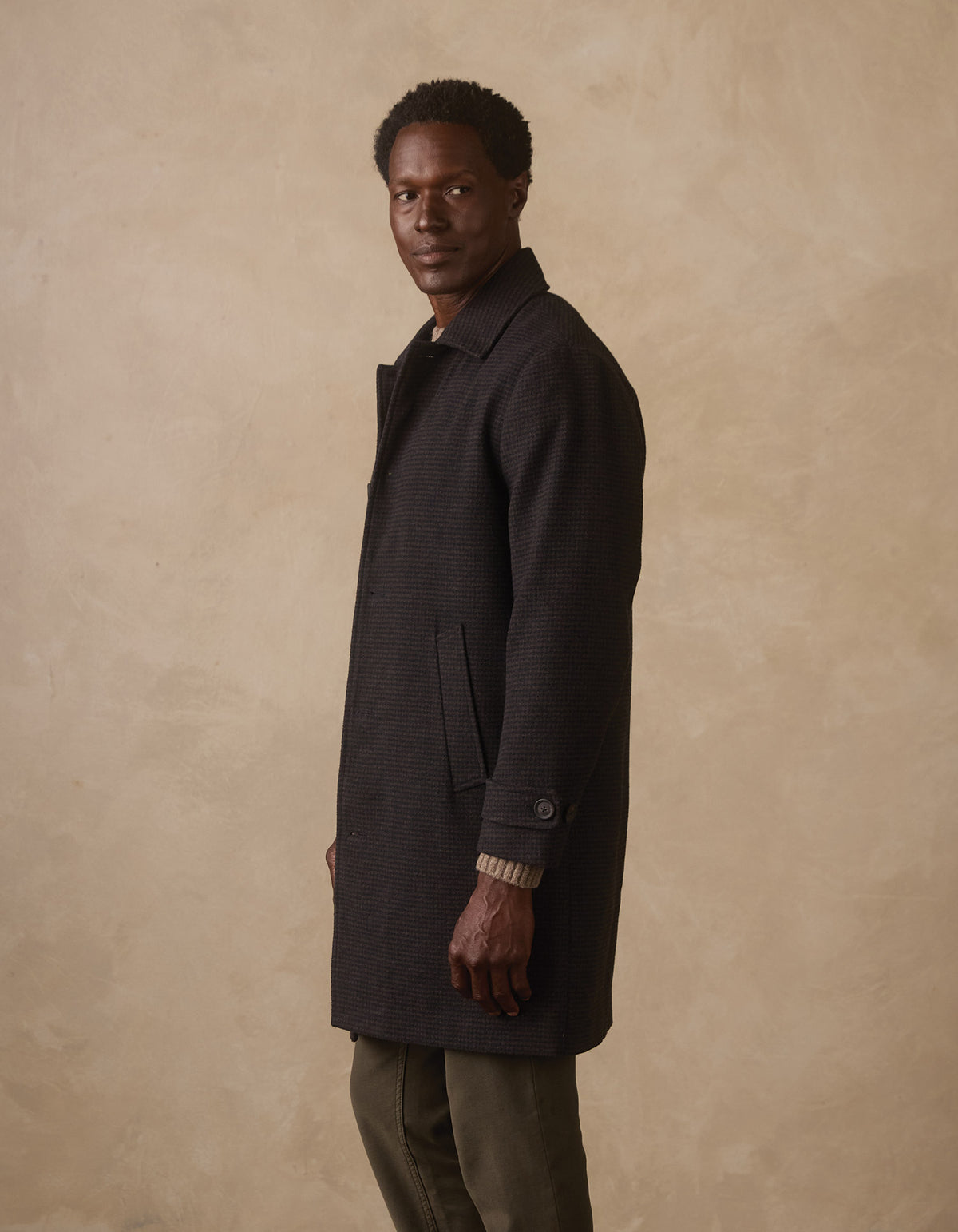 Henry Topcoat in Brown Houndstooth