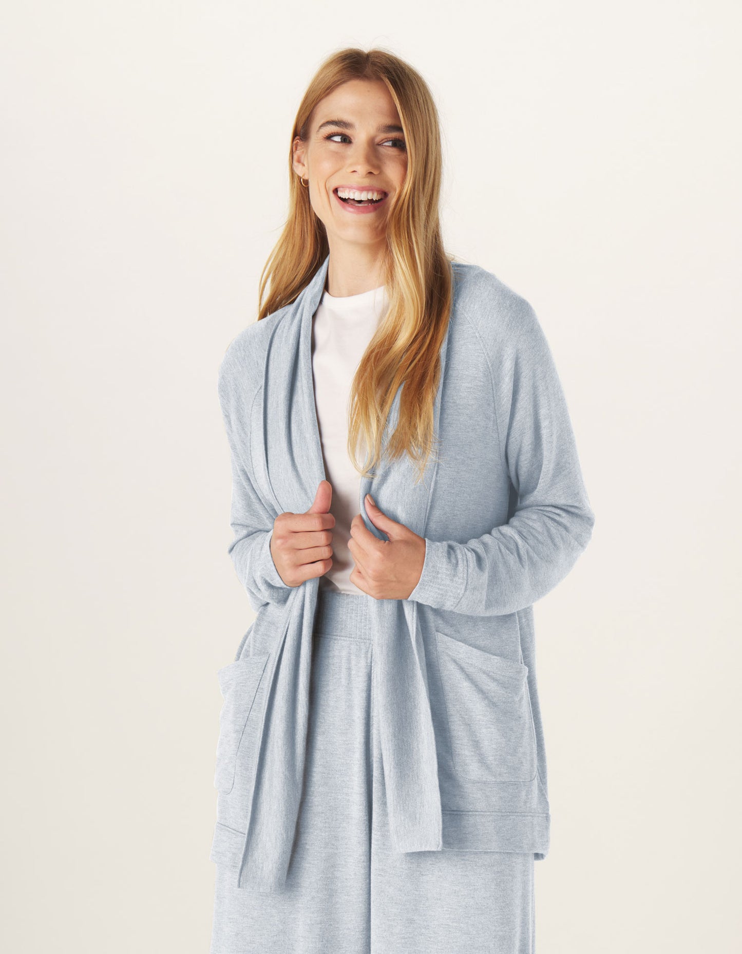 Malakos Knit Cardigan in Blue Fog