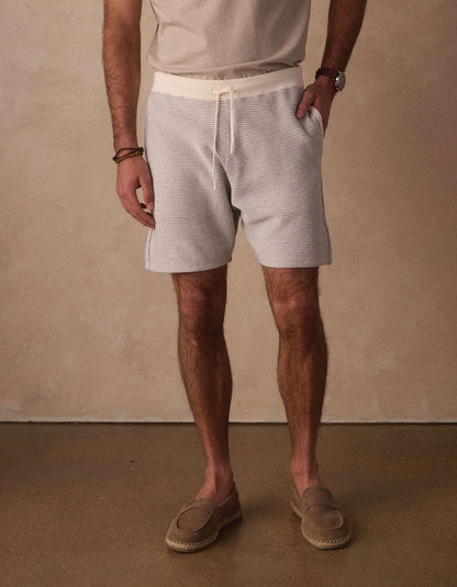 Robles Birdseye Knit Short in Cream/Grey