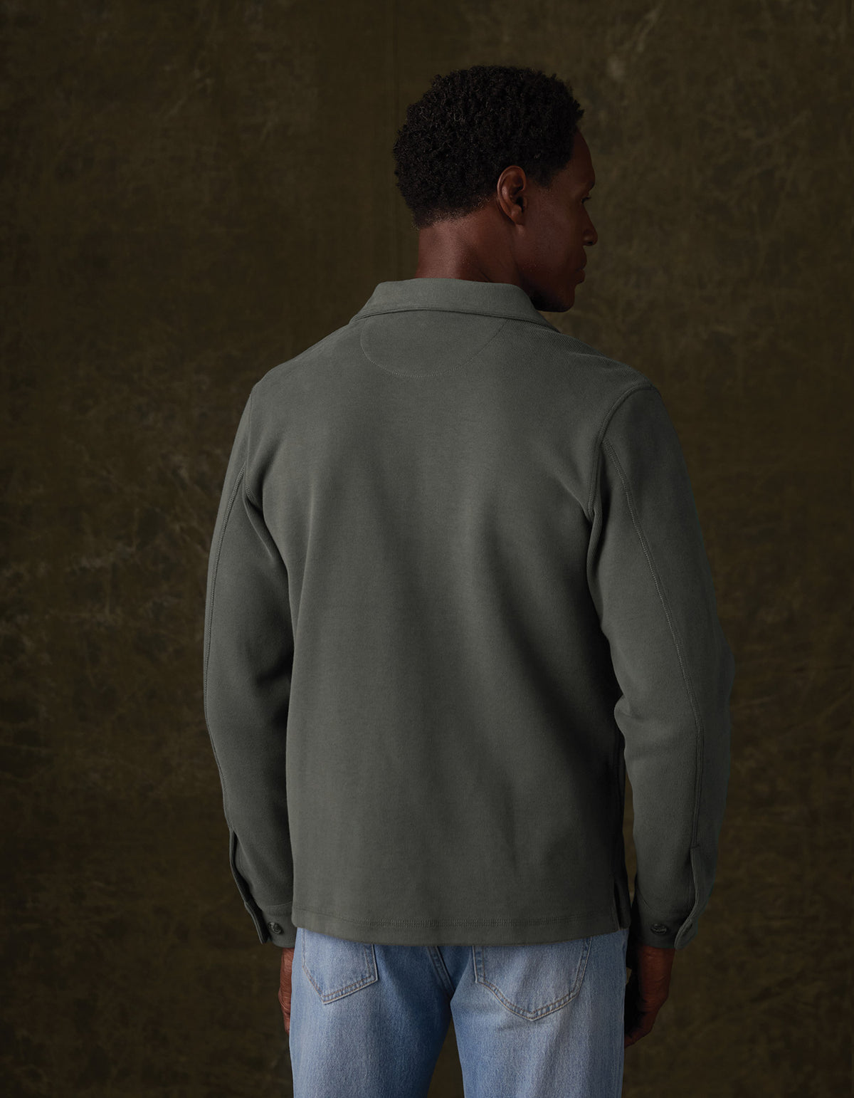 Peached Flat Knit Overshirt in Frosted Pine