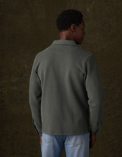 Peached Flat Knit Overshirt in Frosted Pine