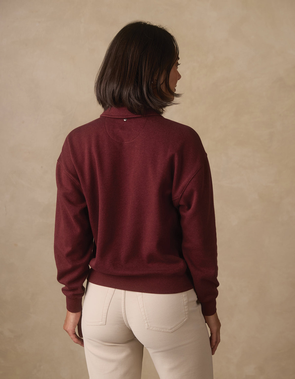 Women's Fleece Puremeso Polo Popover in Port Wine