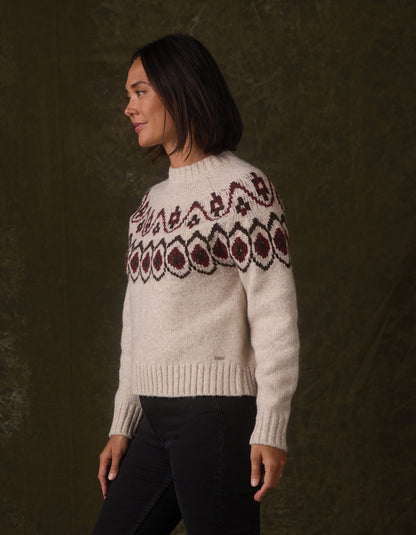 Astrid Fair Isle Sweater in Port Wine Multi — side view