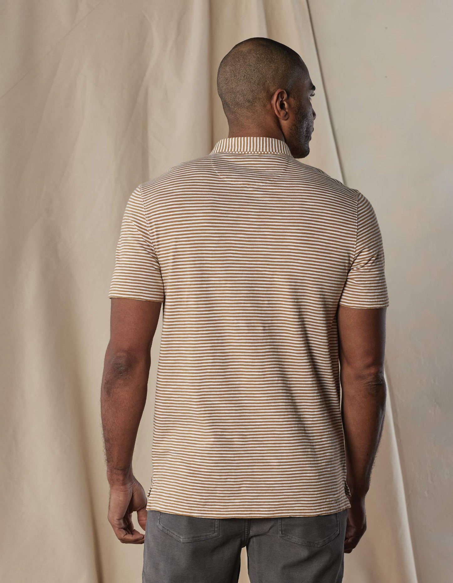 Vintage Slub Pocket Polo in Bronze Stripe