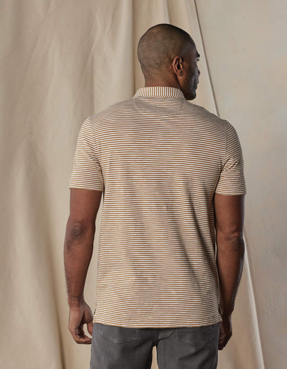 Vintage Slub Pocket Polo in Bronze Stripe