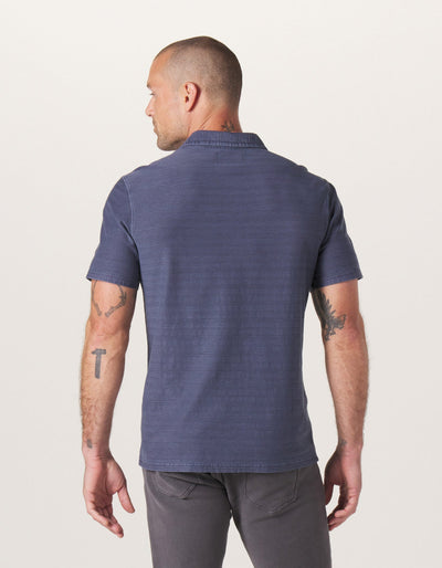 Sequoia Jacquard Button Down in Harbor Blue On Model from Back