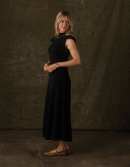 June Midi Sweater Dress in Black