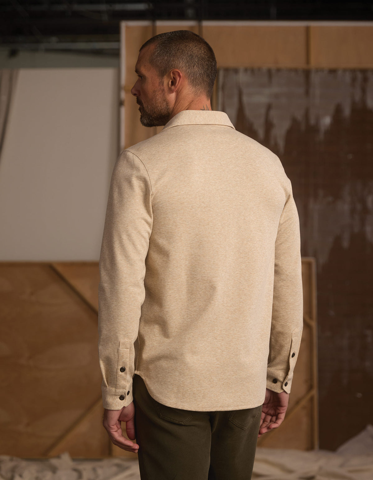 Stratus Knit Button Up in Oat