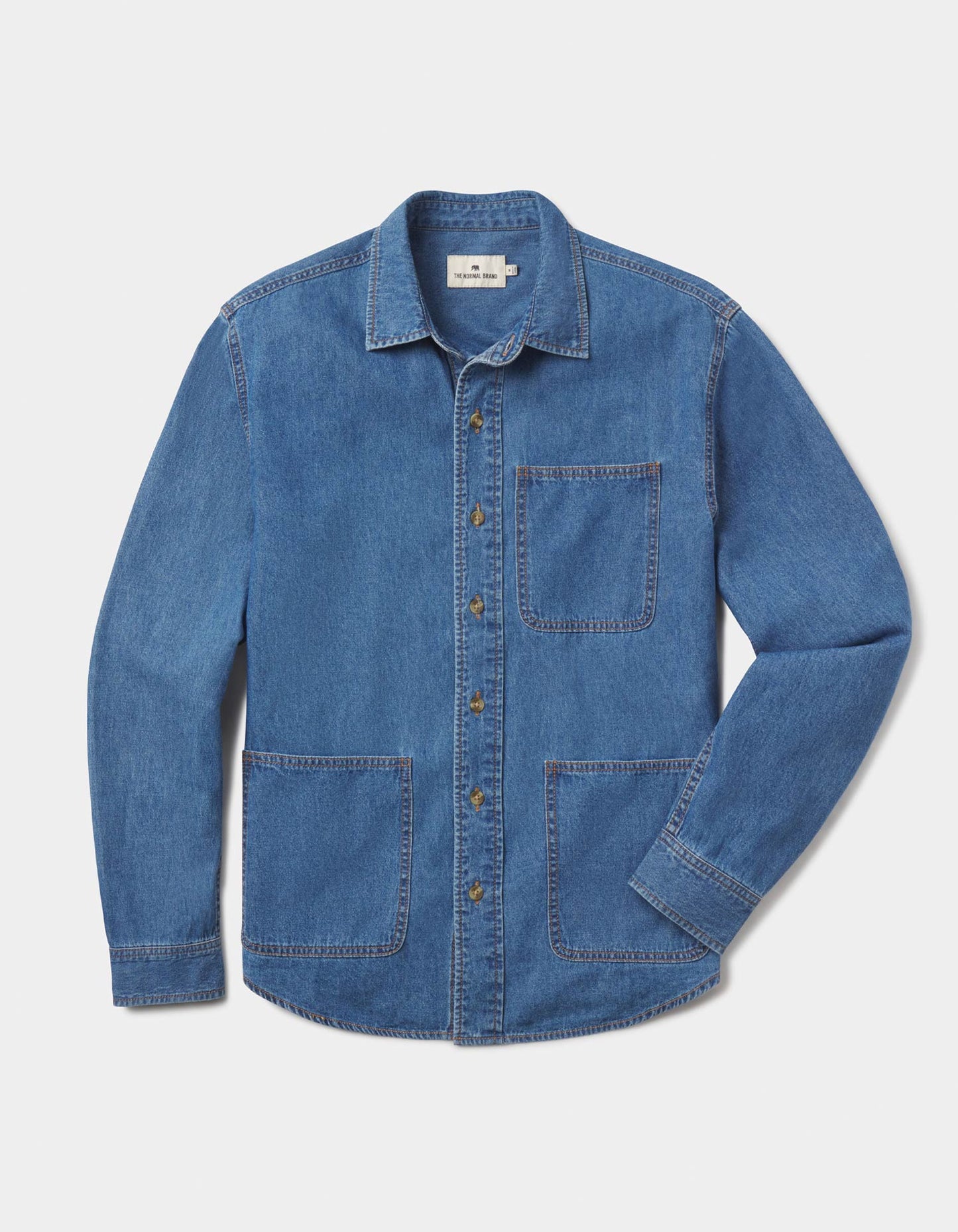 Lightweight Denim Overshirt in Medium Wash