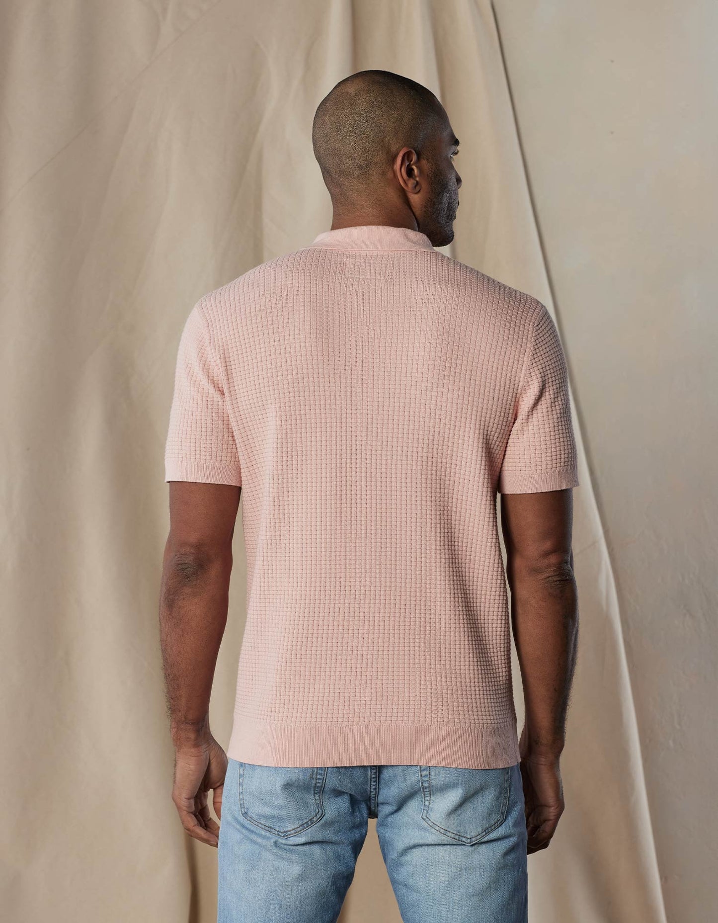 Waffle Stitch Polo in Georgia Peach