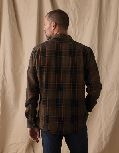 Mountain Textured Overshirt in Olive/Flame Plaid